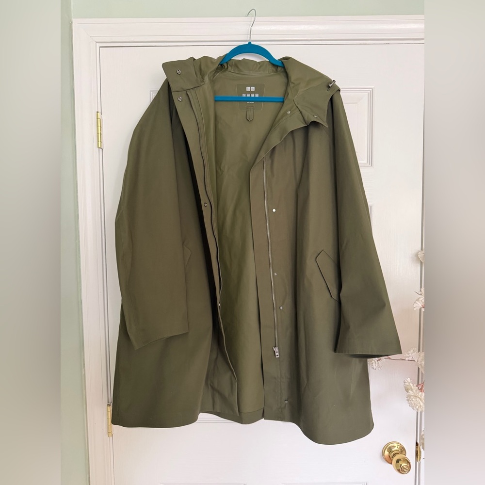 Uniqlo Olive Green Hooded Parka Lightweight Utility Jacket